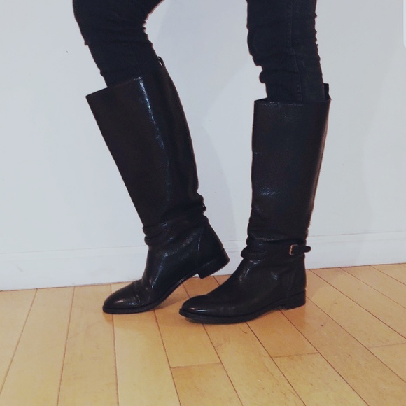 Yves Saint Laurent Shoes - YSL black leather riding boots